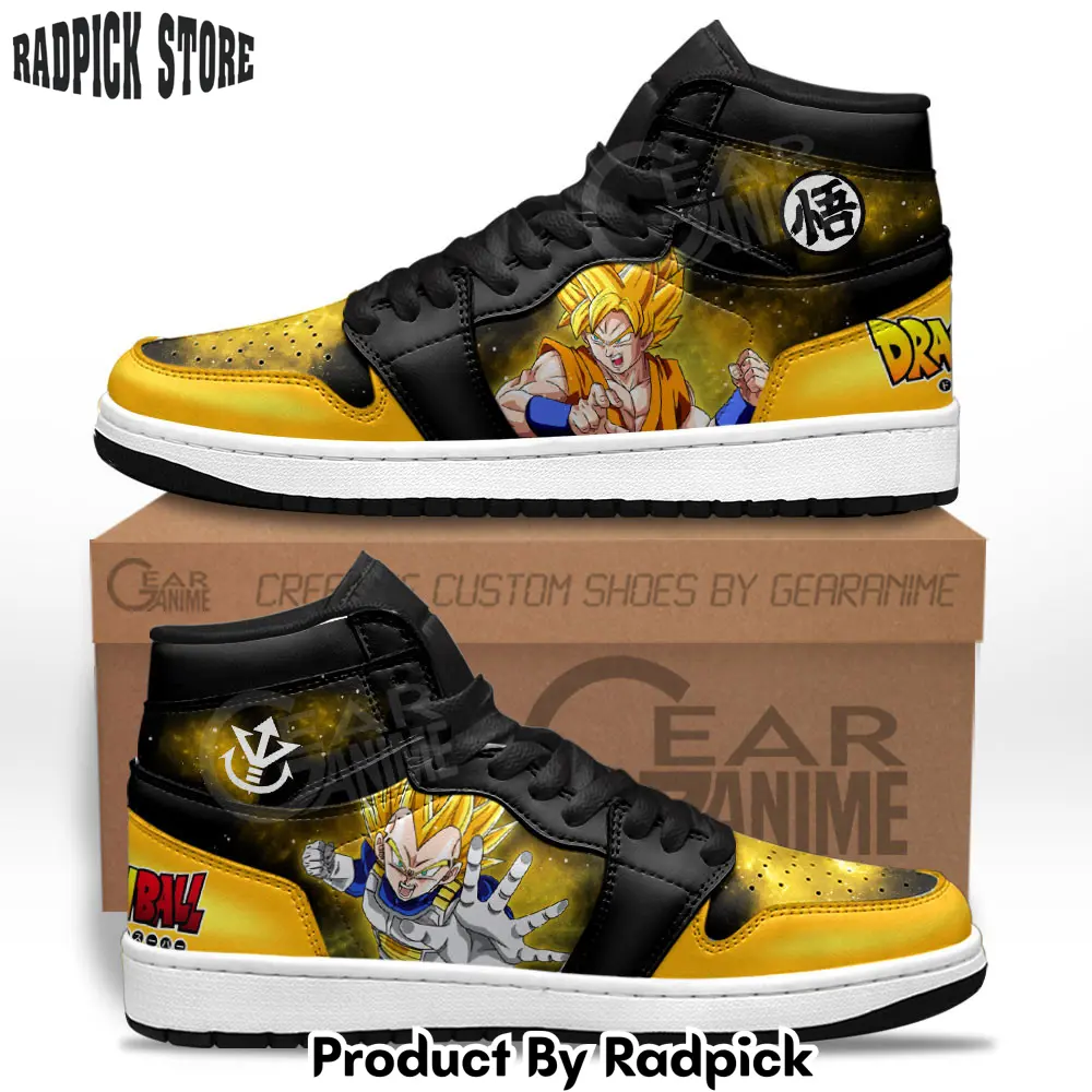 Vegeta and goku super saiyan air jordan high top sneakers anime mv06  rp0355471